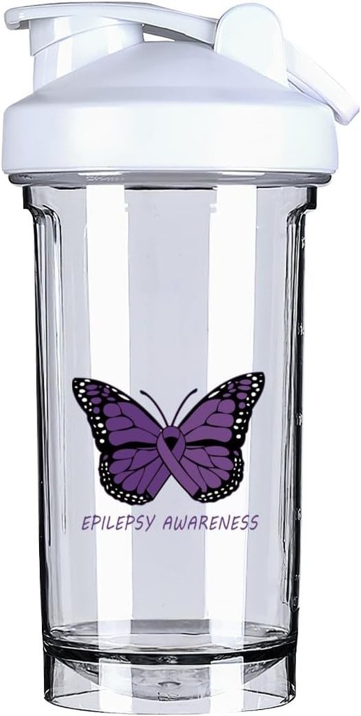 Epilepsi Awareness 18 Ounce Shake Bottle Drink Mixer Leak- bukti Pre Workout Protein Shakes Meal Pengganti Shake Botol 500ML / 18 Oz Putih