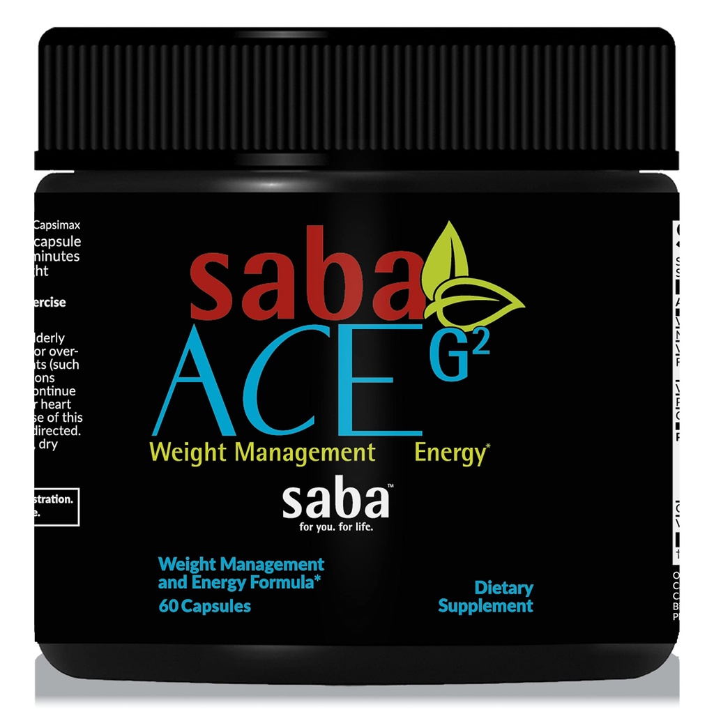 Saba ACE G2- Thermogenic Energy Burn, Pre Workout, Metabolisme, Fokus, Konsentrasi, dengan Capsimax, CarnoSyn, BioPerine, Ekstrak Tea Hijau, untuk Pria & Wanita -60 Capsules