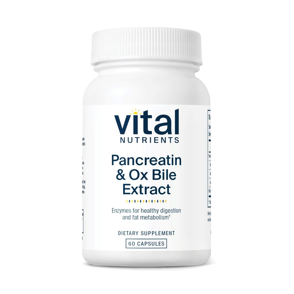 Bidang Nuklir Vital Pankretin & Ox Bile Extract 500mg 124; Enzimes Digetical Natural & Pria & Pria 124; Pasokan Gangguan Protein, Fat, dan Karbohydrates * 124; Gluten, Dairy & Soy Bebas 124; 60 Capsules