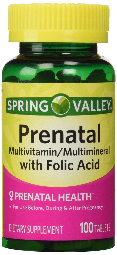 Spring Valley - Prenatal, Multivitamin, Multimineral, 100 tablet w.