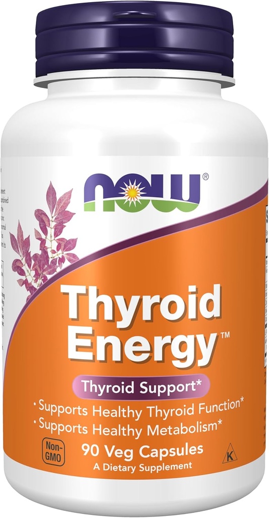 Now Foods Suplemen, Thyroid Energy ™, Iodin dan Tyrosine ditambah Selenium, Zinc dan Copper, 90 Veg Capsules