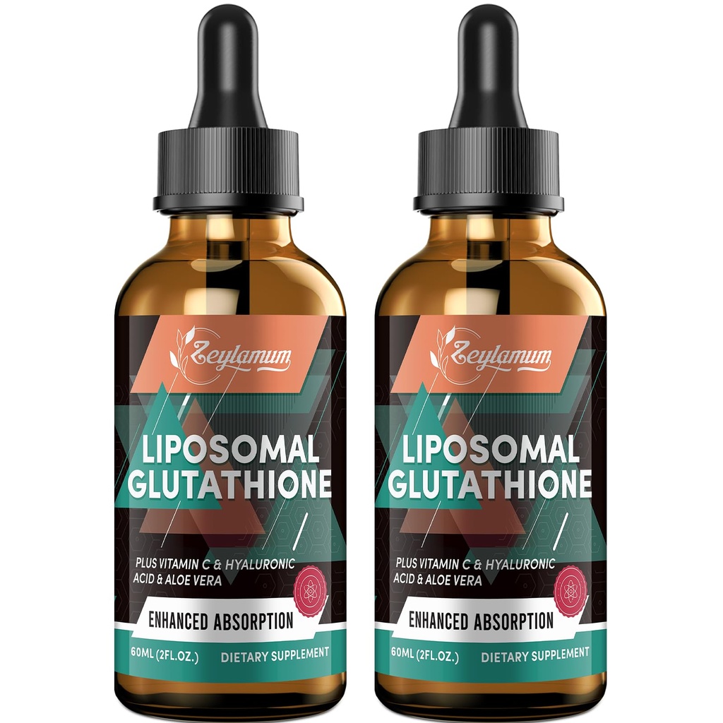 2000MG Lipomal Glutathione Liquid Drops, Ultra High Absorpsi, Detoksifikasi Alam, Imune System & Skin Suprot *, L- Glutathione, Vitamin C & Hyaluronic Acid, Capsules Alternatif, 4.05 OZ