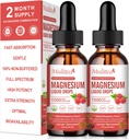 (2 Paket) Magnesium Glycinate Liquid Drops w / 1500mg Magnesium Glycinate, Tabarte, Malate, Citrate, Calcium Plus Potolar untuk Nerve, Bone, Heart Health Zzz -Tinggi Absorption - Raspberry Flavor