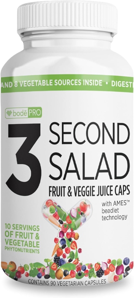 BODEPRO Bode Pro 3 Second Salad 124; Phytonutrient Rich Fruit and Vevgie Suplement, AntioksidanDigeidant Enzyme Formula 124; Non-GMO Veval Capsules 12490 Count