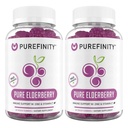 PrUREFINITY Elderberry Kimmies with Sambucus, Vitamin C, and Zinc - Your Perfect Daily 3-in- 1 Suplemen untuk Anak-Anak & Dewasa - Gluten Bebas, Non- GMO, Vegan, 60 Count (Paket 2)
