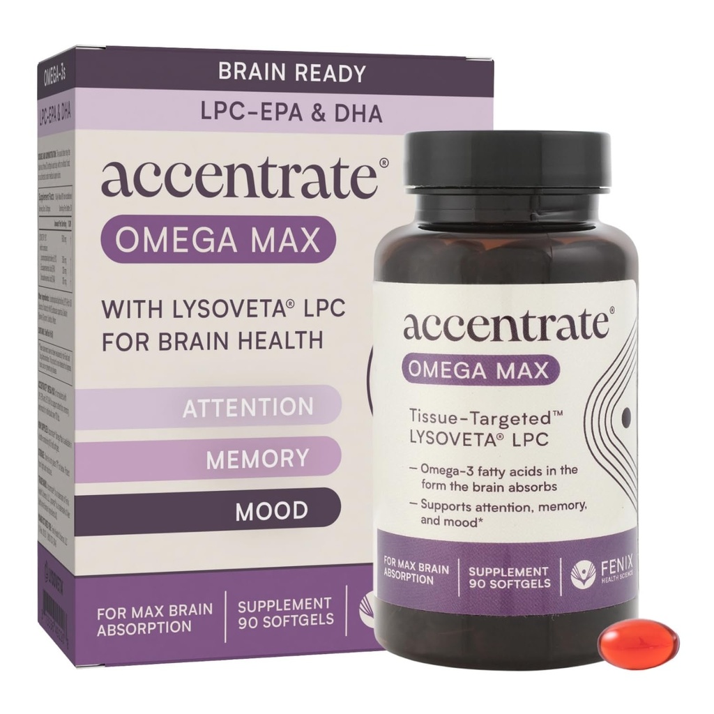 Omega Max w / LYSOVETA LPC 124; EPA & DHA Suplemen untuk Otak & Retina Kesehatan 124; Focus, Memory, Mood & Vision 124; 6X Higher Absorption Than Fish Oil 124; Potensi Tinggi Omega-3 LPC- DHA