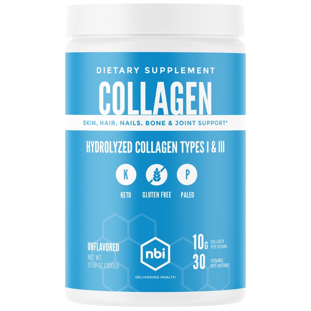 NBI Unhafeared, Powder Collagen Peptides, Palao- dan Keto Friendly, Tipe I dan III Hydrolyzed Collagen, Amino Acids Suplemen, Dairy Free, Soy Free, Gluten Free