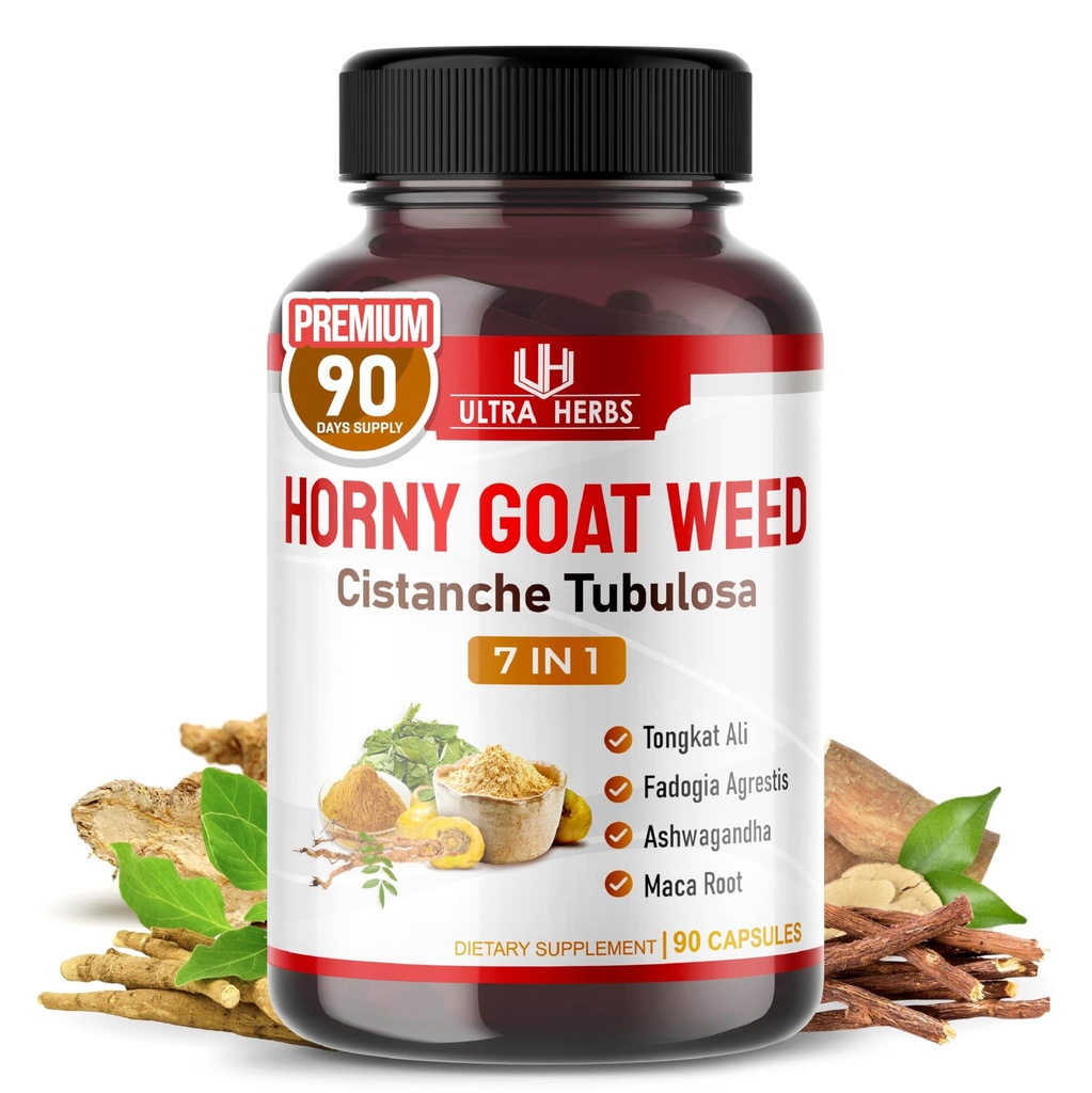Ultra Horny Goat Weed Tongkat Ali Maca Root Tribulus - Increase Energy, Stamina & Performance with Fdogia Ashwagandha Ginseng L- Arginine (90 Count (Paket 1))