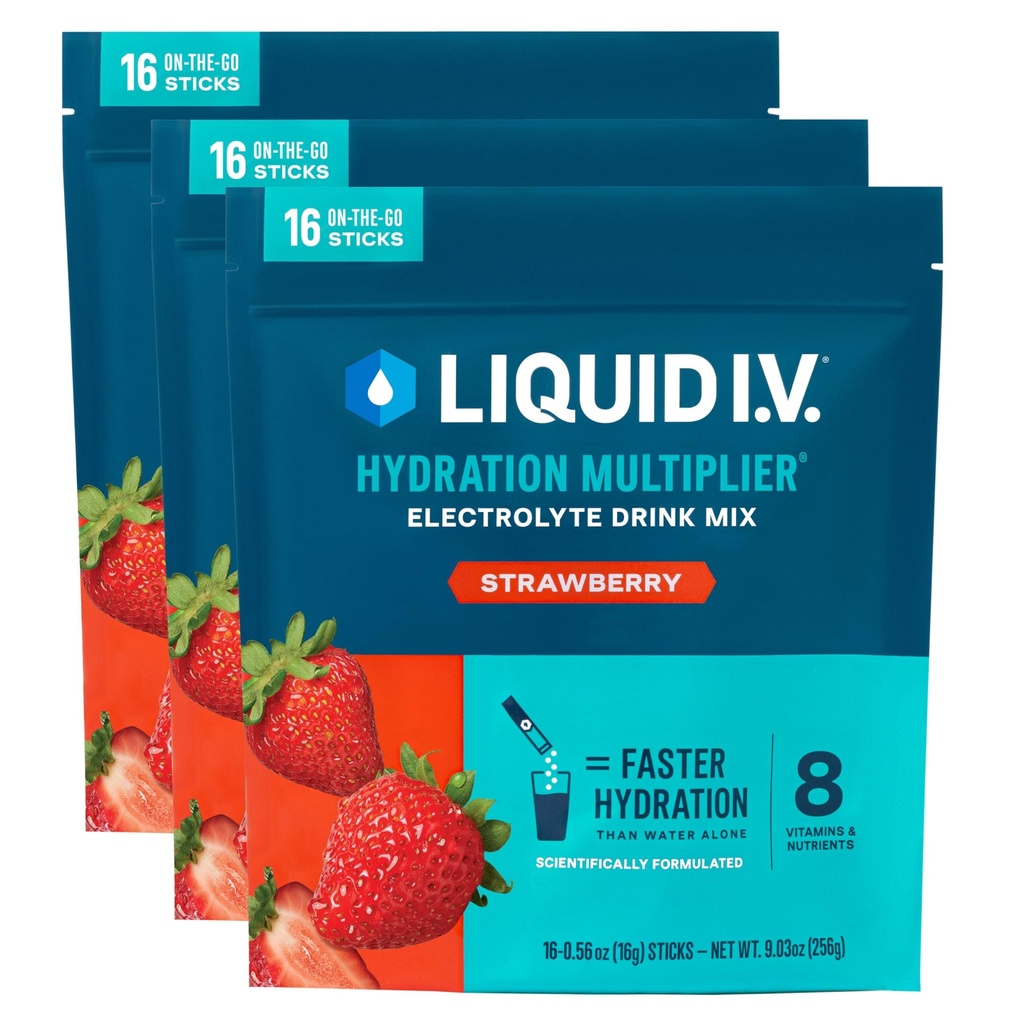 I.V. £Hydration Multiplier - Strawberry 124; Electrolyte Powder Drink Mix 124; 3 Pack (48 Servings)