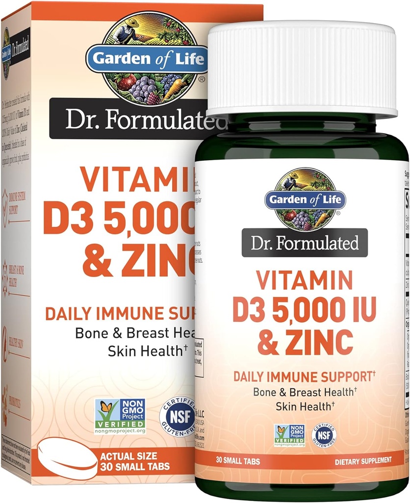 Taman Kehidupan Quercetin Zinc Sekali Daily Suplemen Dukungan Imune dengan Vitamin D3 untuk Kesehatan Tulang, Breast Kesehatan & Skin - Dr Formumulasi - Gluten Bebas, Non GMO - 30 Mini Tab