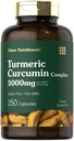 Suplemen Turmeric Curcumin 3000mg 124; 150 Capsules 124; Suplemen Turmeric dengan Black Pepper Extract 124; Non- GMO, Gluten Free Herbal Complex