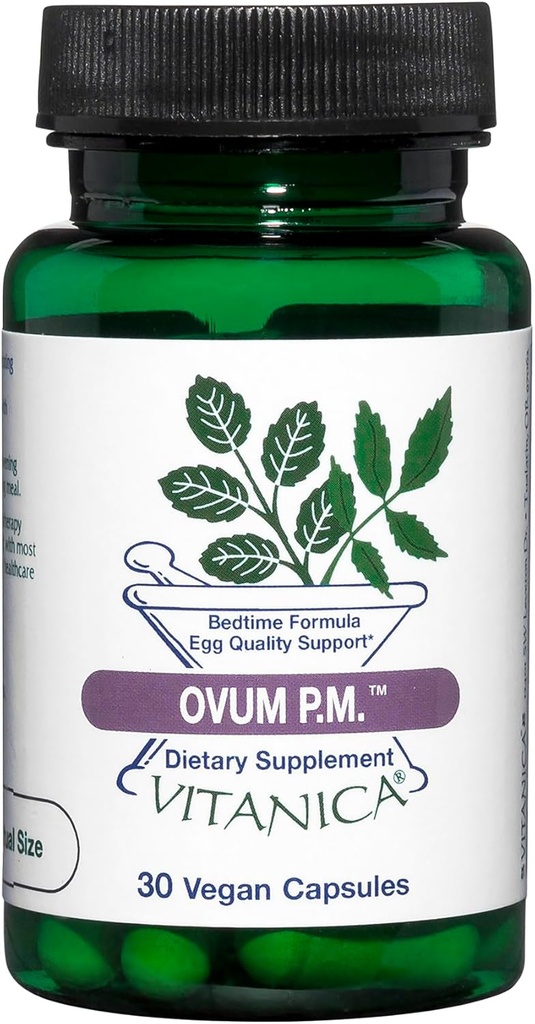 Vitanica Ovum P.M. - Egg Quality Dukungan dengan Vitamin D3, Alpha Lipoic Acid & Melonatin - Works Best with Ovum A.M - Herbal Dietary Supplemen untuk Kesehatan Perempuan - Pro Logo - 30 Vegan Caps