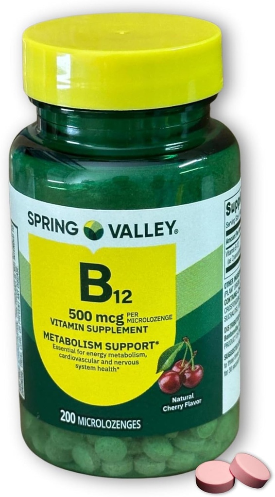 B12 500mcg Sublingual- Cherry Flavor 200 ct (Paket 1)