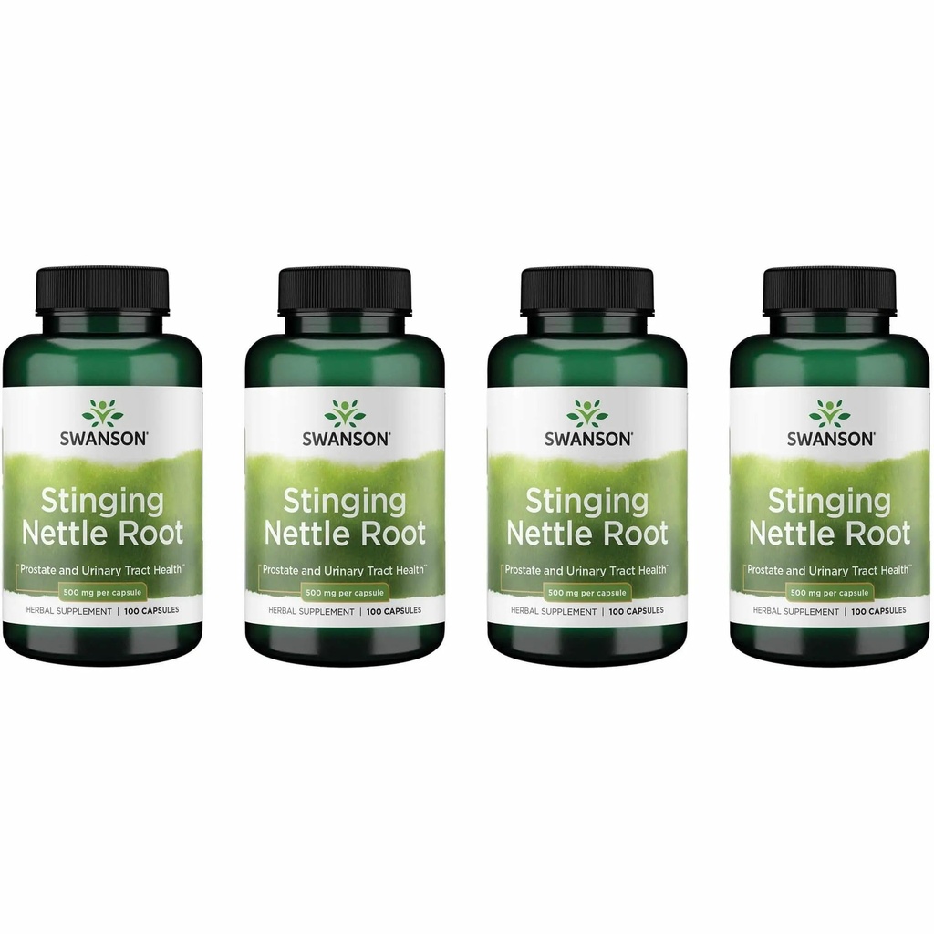 Swanson Stinging Nettle Root (Urtica Dioica) - Herbal Suplemen - (100 Capsules, 500mg) (4 Pack)