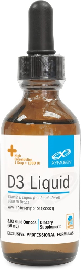 XYMOGEN D3 Liquid - Liquid Vitamin D Drops with Vitamin D3 to support Ammune Health, Bone + Heart Health - 1000 IU VIT D per Drop - Mikro- Emulsified for Enhanced Absorpsi (2.03 oz / 1500)