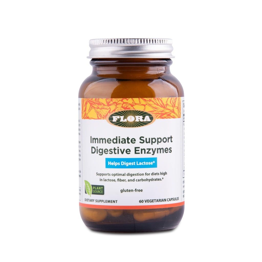 Flora - Segera Dukung Enzymes Digetical - Mendukung Diactosa Disbubble, Bloating, Heartburn & Gas - Berisi 7 Enzymes - Gluten- Bebas - 60 Vegetarian Capsules
