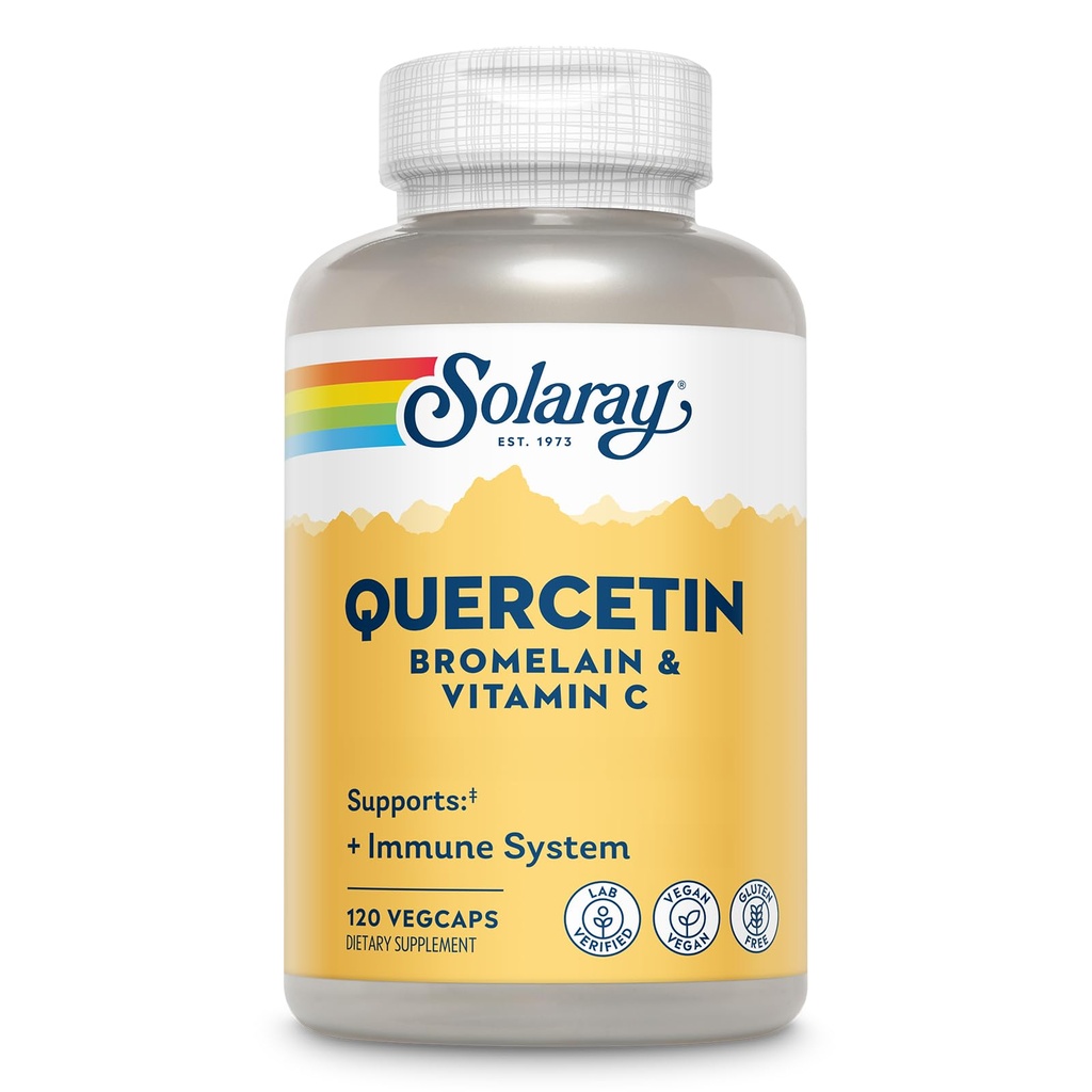 SOLARAY Quercetin dengan Bromelain dan Vitamin C - Imune Suplemen Dukungan - AntioksidanHealth Complex dengan Quercetin 500mg dan 1235mg VIT C - Vegan, 60- Hari Jaminan, 60 Serv, 120 VecCaps