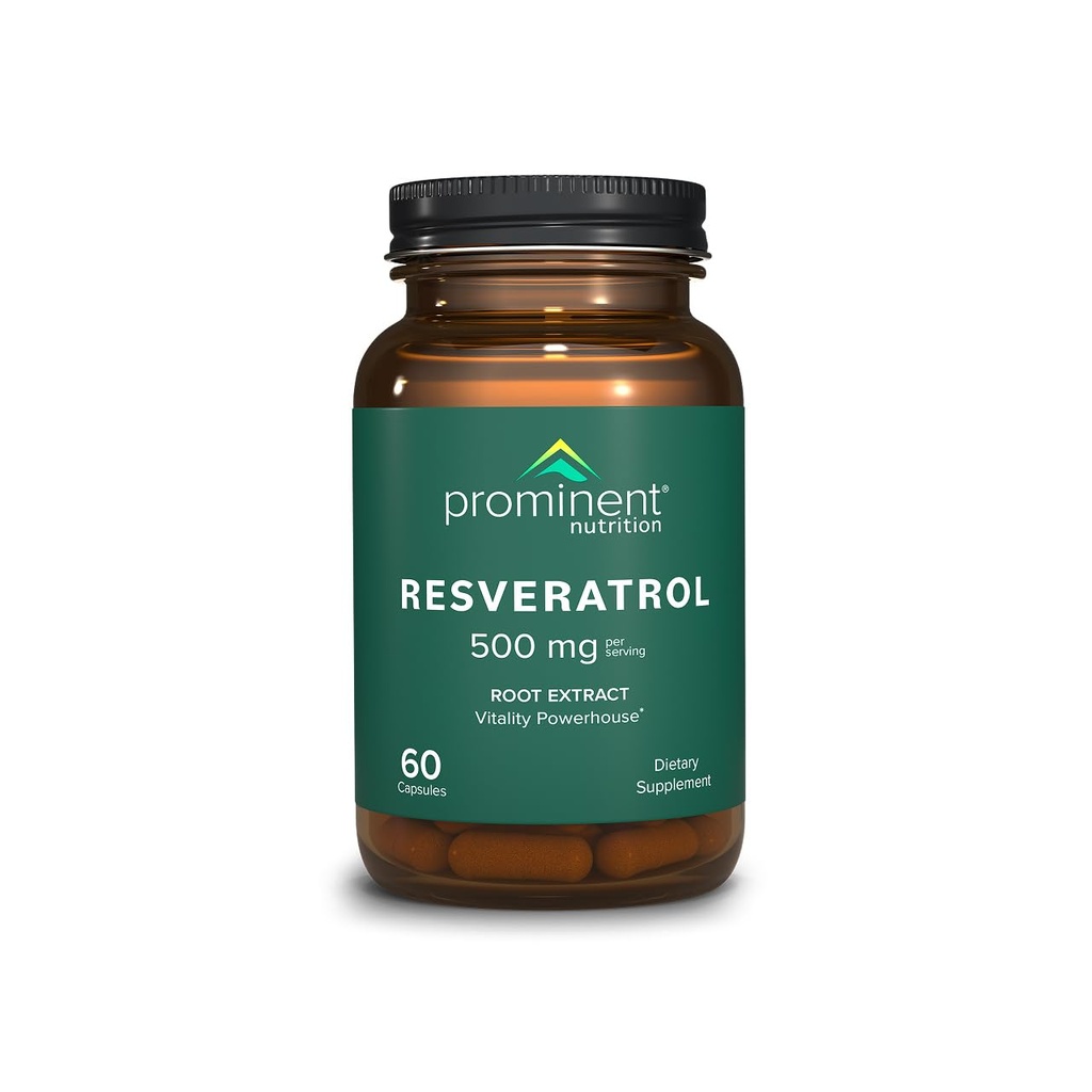 Suplemen Reveratrol Nuklir, Dukungan Anti- Aging dan Imune, Suplai Trans Murni 98% Reveratrol, 500 mg, 30 Hari Supply - 1 Pack