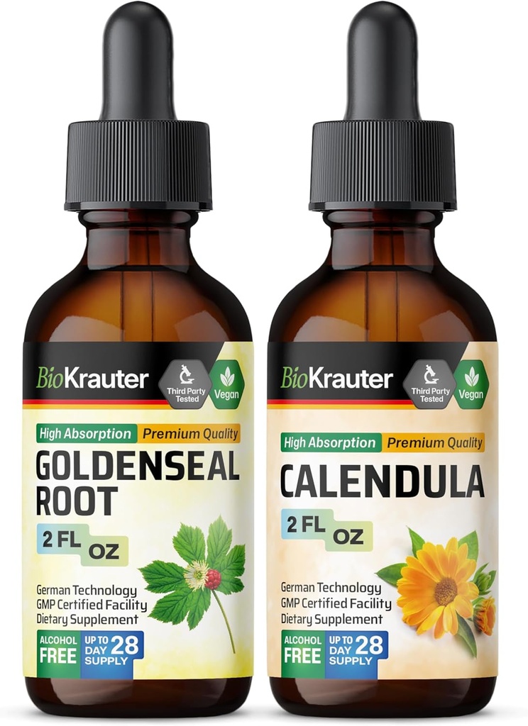BIO KRAUTER Goldenseal Titture 2 Fl Oz. & Calendula Tincture 2 Fl.
