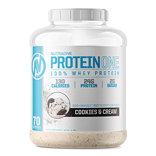NutraOne ProtinOne Whey Protein Recovery and Build Muscle with a Protein Shake powder for Men & Women (Cookies & Cream, 5 LB)