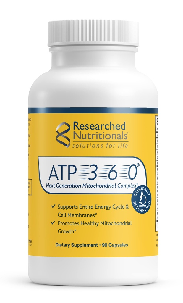 Diinvestasikan Nutronitional ATP 360 - Mitokondrial Suplemen untuk mendukung Entire Energy Cycle & Cell Membrranes - Cell Diinvestasikan ATP Suplemen, High Dose CoQ10, R- Lipoic Acid & PQQ, 90 Capsules