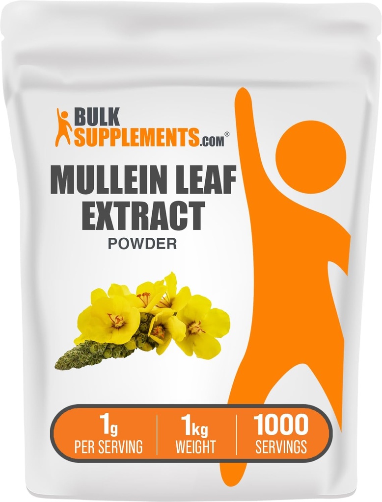 BulkSuplements.com Mullein Extract Leaf - Verbascum Thapsus, Mullein Suplemen - Herbal Support Imune - Gluten Free, 1g per Serving, 1kg (2.2 lbs) (Paket 1)