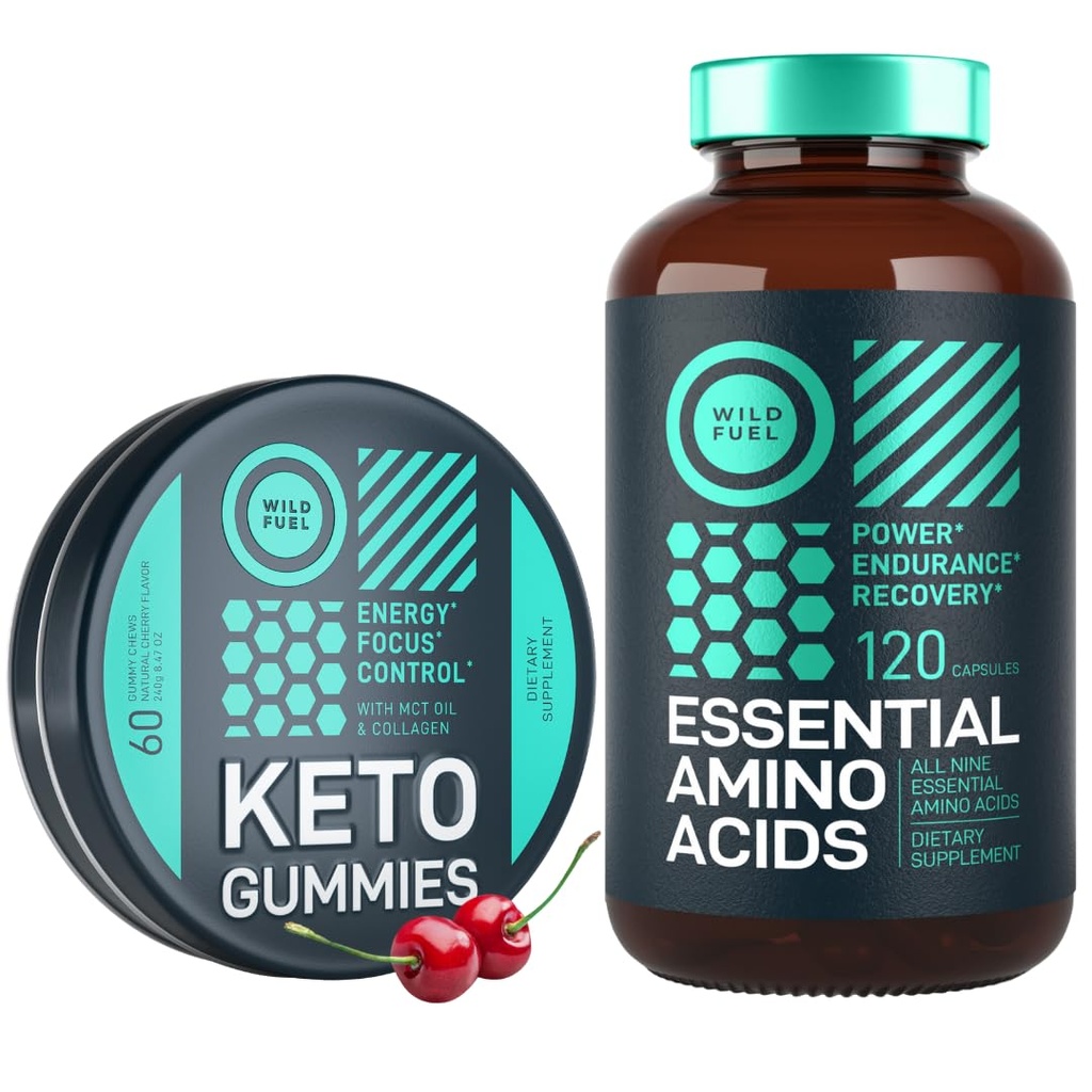WILD FUEL Estiest Amino Acid Suplement and Keto Candy MCT Oil Keto Energy, Power, and Recovery Bundle