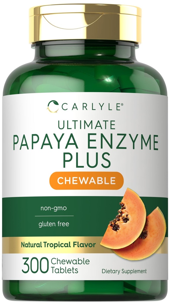 Carlyle Papaya Enzyme Pablets Chewable 124; Vegetarian, Non- GMO, Gluten Free Formula 124; Tropical Flavor