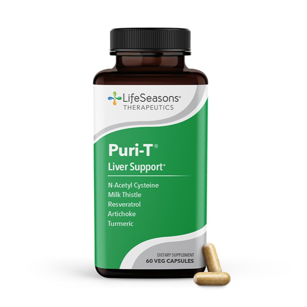 LifeSeasons Puri- T - Liver Cleanse & Detox Supplement - Resveratrol, N- Acetyl Cysteine, Milk Thistle, Artichoke & Turmeric - Mendukung Regenerasi Jaringan & Heally Bile Flow - 60 Capsules