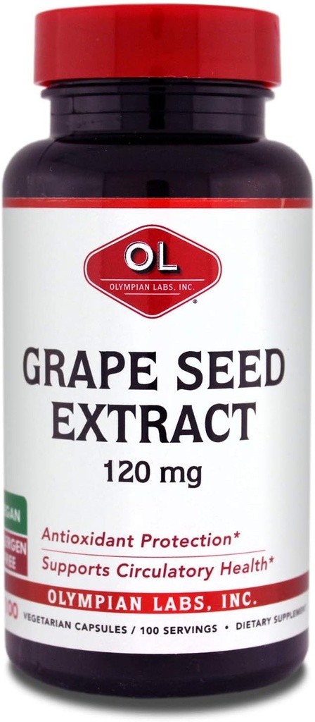 Olympian Labs Grape Seed Extract Capsules - 120 mg - 100 Daily Capsules Supporting Heart Health and Antioksidant Protection