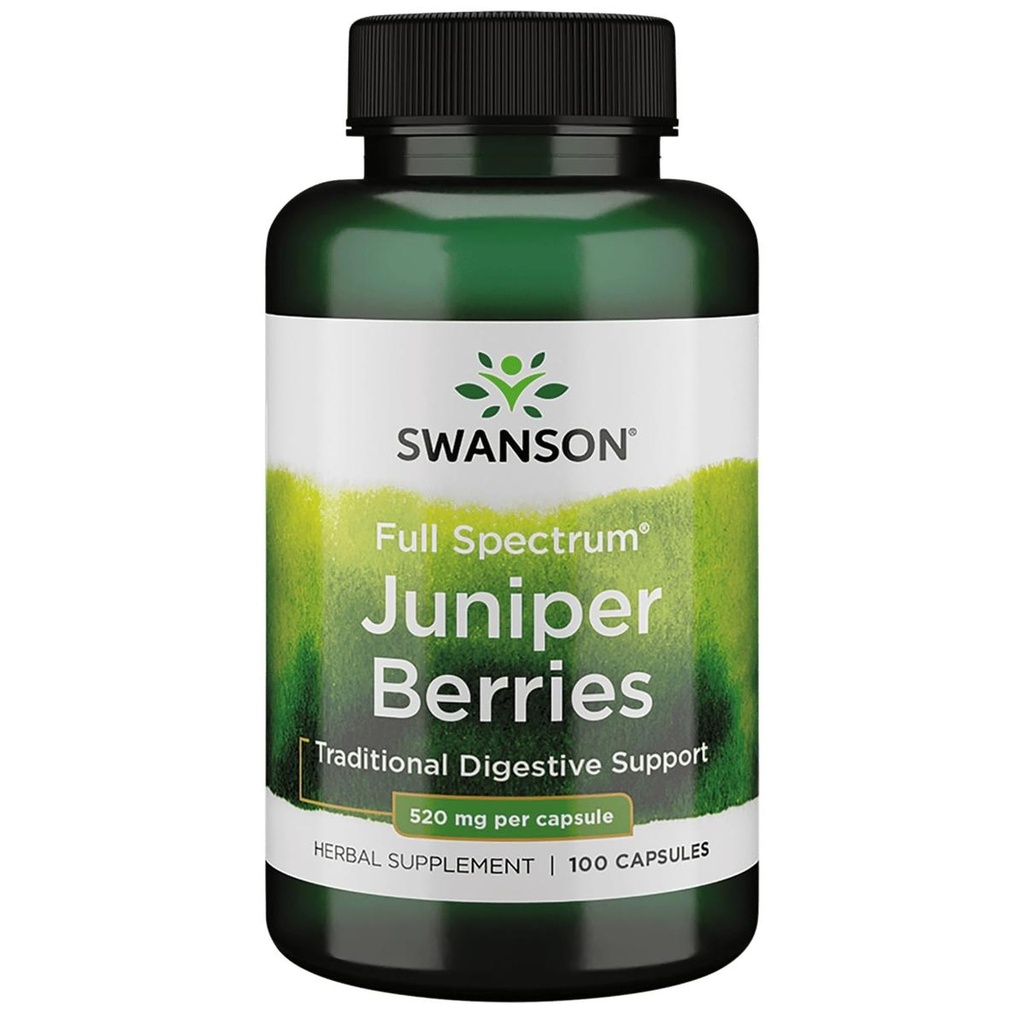 Swanson Juniper Berries Digetical System Ammune Health Fiber Herbal Suplemen 520 mg 100 Capsules (Caps)