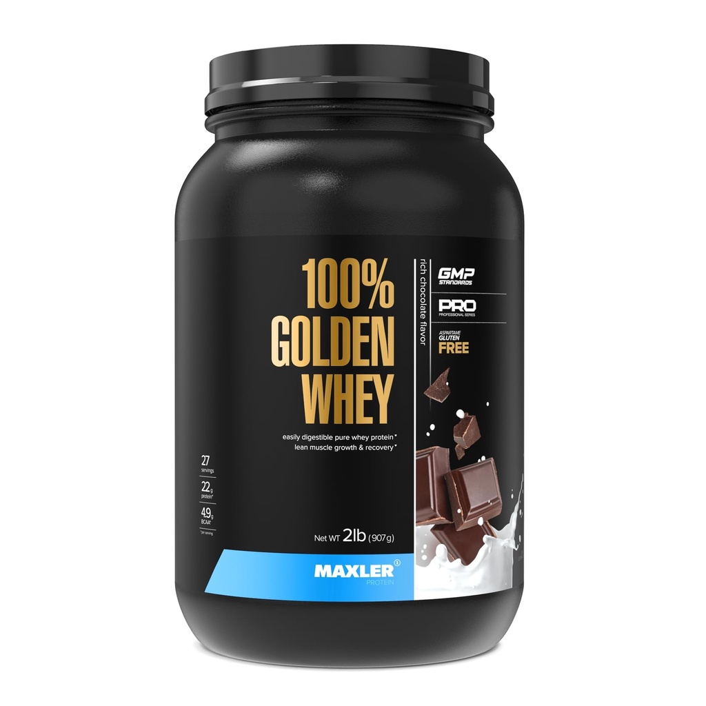 Maxler 100% Emas Whee - 22g Protein per Serving - Protein Tinggi, Lemak Rendah, Karb Rendah, Profil Amino Acid - Protein Coklat Kaya 2 pon