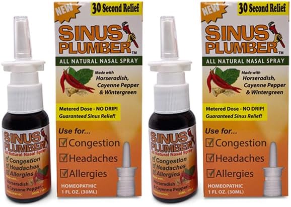 Sinus Plumber Hot Pepper Nasal Spray Relation Allergy Relief - 2 Bottle Deal