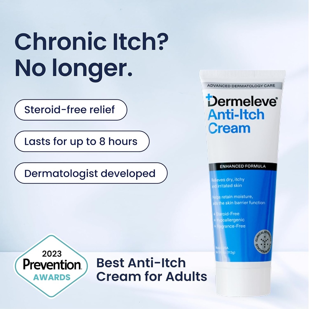 Dermeleve Back Bundle of Steroid Free Anti- Itch Cream Extra Kekuatan 4 oz + Back Applicator (2 Items)