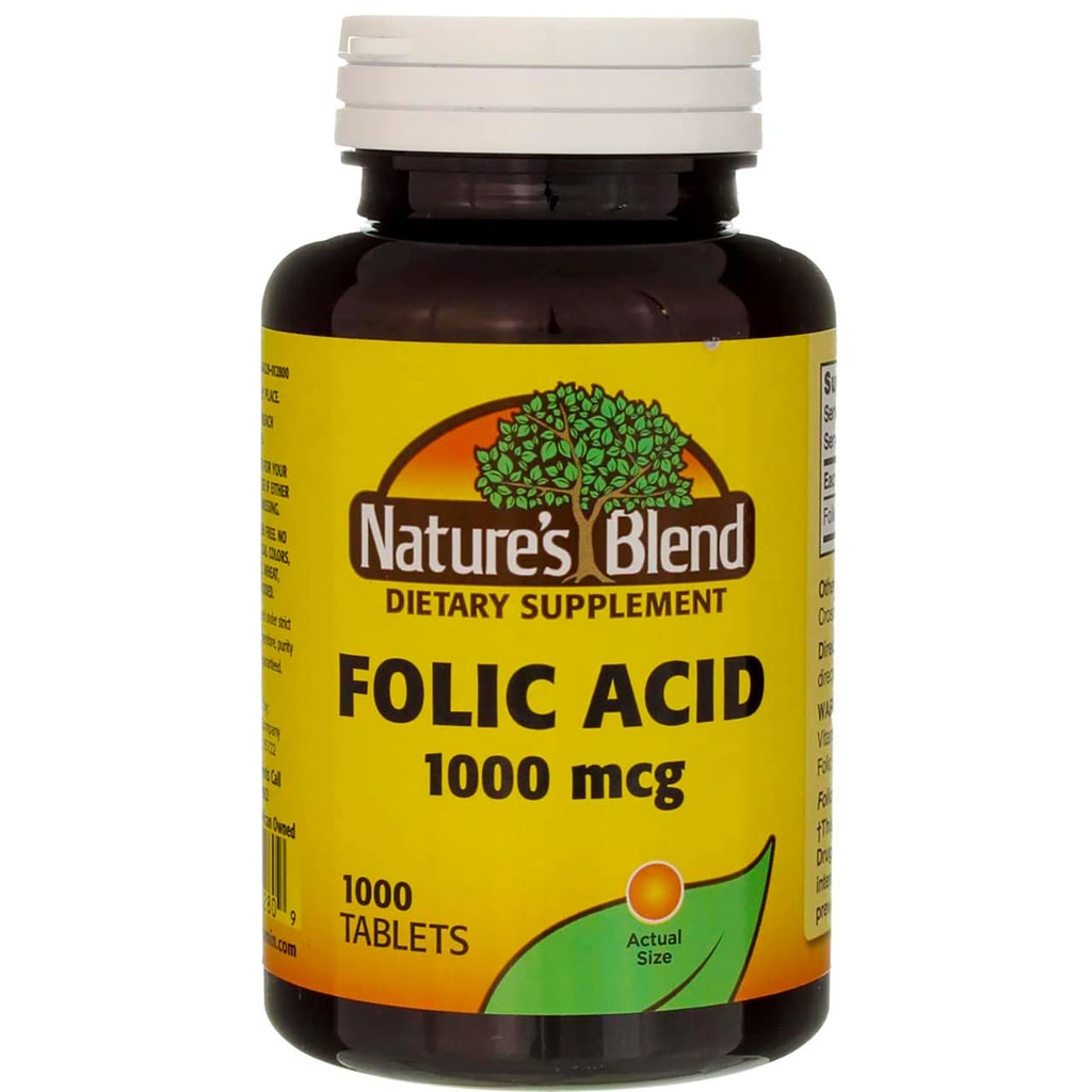 Nature 's Blend Folic Acid 1000 mcg - 1000 Tablets Pack 3