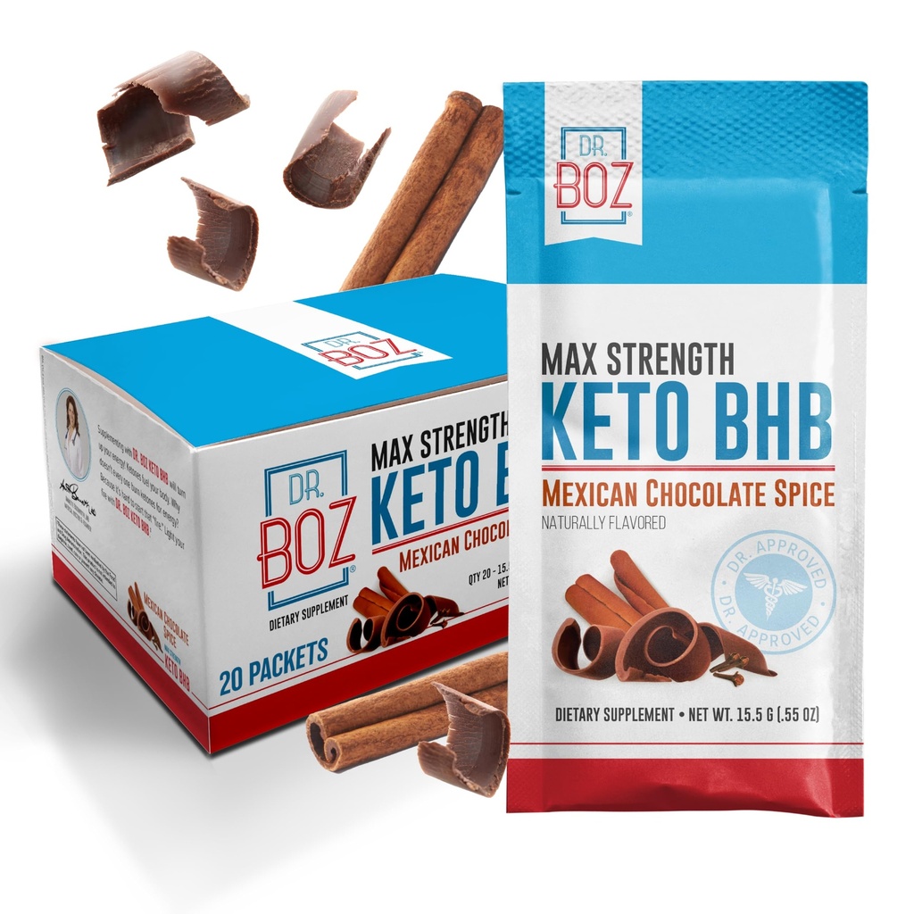 Dr. Boz - Keto BHB Powder - Meksiko Chocolate Spice, 20 Hamba - Ketones Drinks - Energi & Reduced Crauges - Max Kekuatan Dieter Supplemen - Kualitas Teruji - dibuat di AS - 10,9oz (310g)