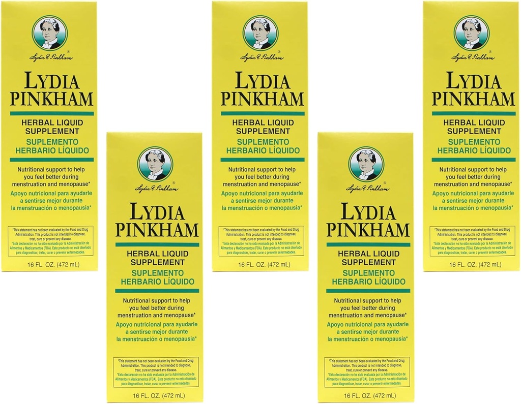 Lydia Pinkham Herbal Liquid Suplemen 16 oz (Paket 5)