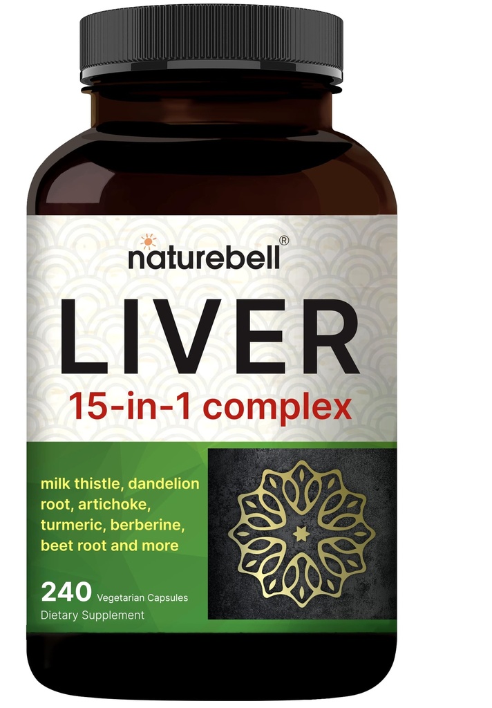 Liver 15-in- 1 Kompleks, 240 Veggie Capsules 124; Herbal & Mineral Blend - Milk Thistle, Dandelion, Artichoke, Black Currant Oil, Turmeric, Chicory, Zinc, Choline, & Lebih 124; Non-GMO