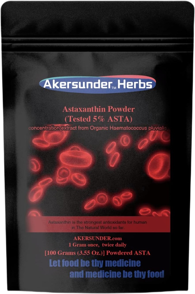 Haematococcus murni pluvialis Ekstrak Powder, 100 Grams, astaxanthin (Asta) > 5%, Terkuat antioksidan Suplemen