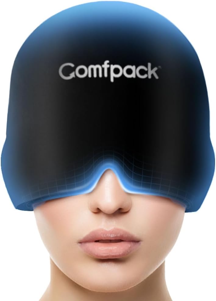 Migraine Relief Cap, Full Head Compress Soft Streatchy Headache Cap for Tension, Sinus, Stress Relief, Hangover Ice Hat, Puffy Eyes, Gifts for Migraine Sufferers