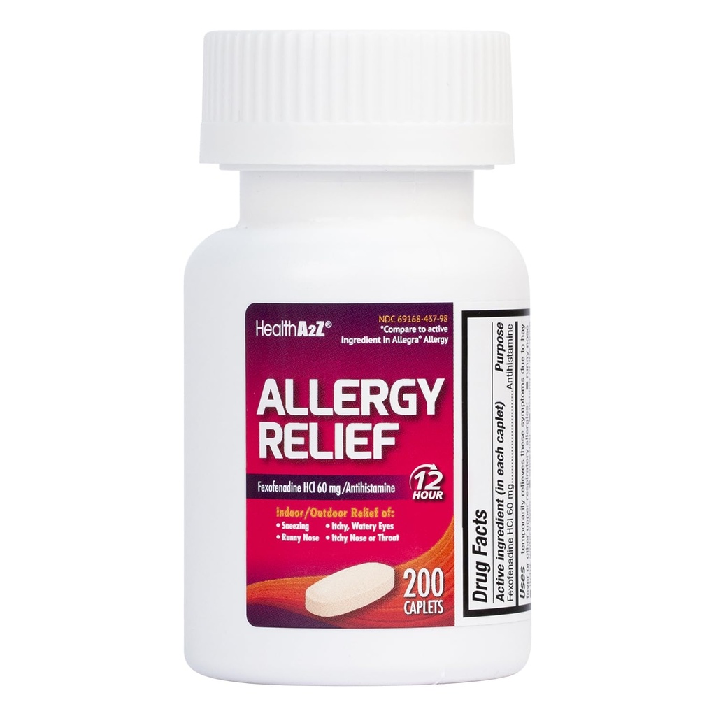 HealtA2Z ® Fexofenadine Hydrochloride 60mg 124; 12- Hour Antihistamin for Allergy Relief 124; (200 Counts (Paket 1))