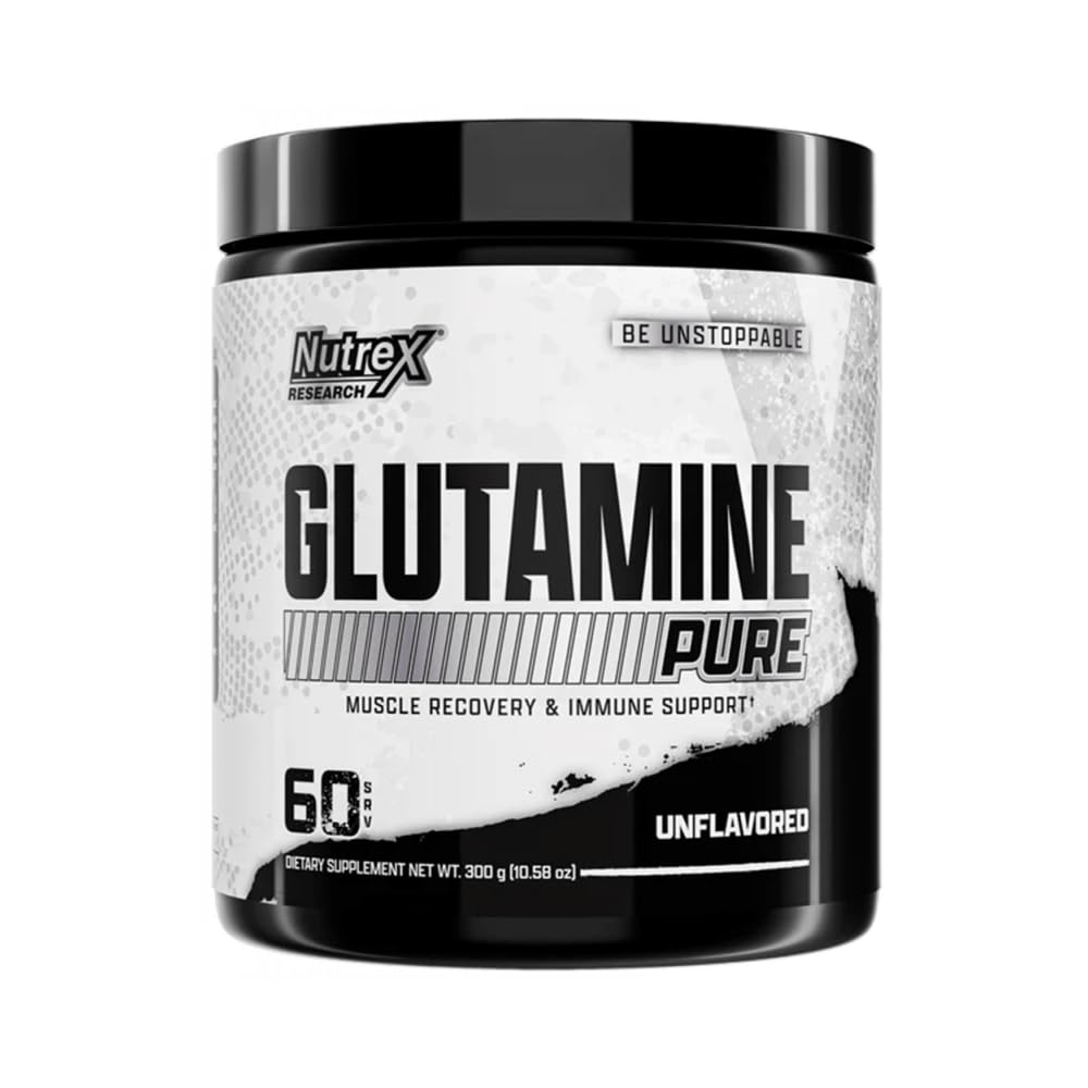 Suplemen Nutrex Research L- Glutamine Powder - 60 Serving - Pure Unflafeared, Non-GMO & Gluten Free A124; No Clumps!