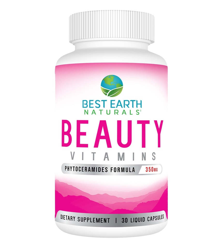 Best Earth Acid Beauty Vitamins Phytoceramide Pills - Skin Hydrating Support Suplemen dengan Alpha Lipoic Acid dan More to Help Prograte Hydrated Skin - 30 Count