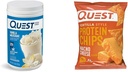 Quest Vanilla Milkshake Protein Powder, 24g Protein, 1.6lb + Nacho Cheese Tortilla Style Protein Chips, 18g Protein, Paket 12