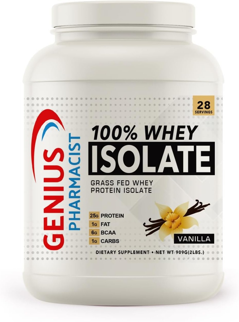 100% WHEY Isolate Vanilla - 2 lb (909 Grams) - 28 Servis