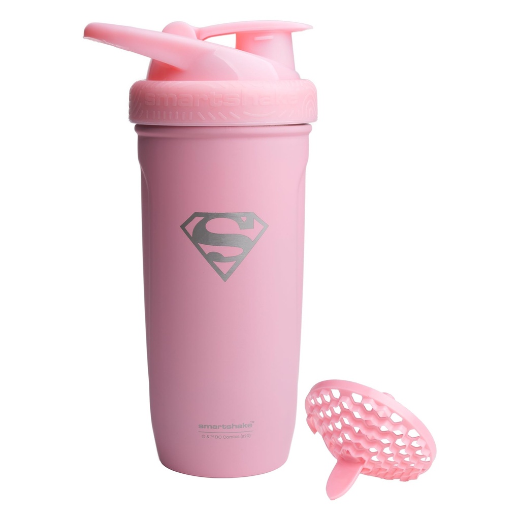 Smartshake DC COMICS Memaksa Protein Baja Stainless Shaker 900 ml 124; 30 oz - Ceakproof Screw on Lid - BPA Free - Unisex - Non Insulated - Supergirl Logo