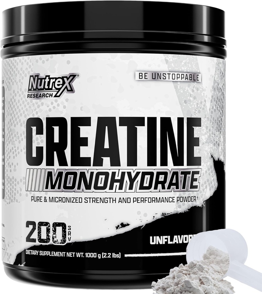 Nutrex Research Mikronized Creatine Monohydrate Powder - 200 Serv Per Serv (2.2lbs)