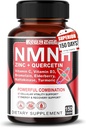 NMNH 600 mg dengan Zinc, Quercetin, Vitamin D3, Elderberry & Nattokinase - Daily Cellular Wellness & Heally Aging Support - 150 Capsules - Made in USA