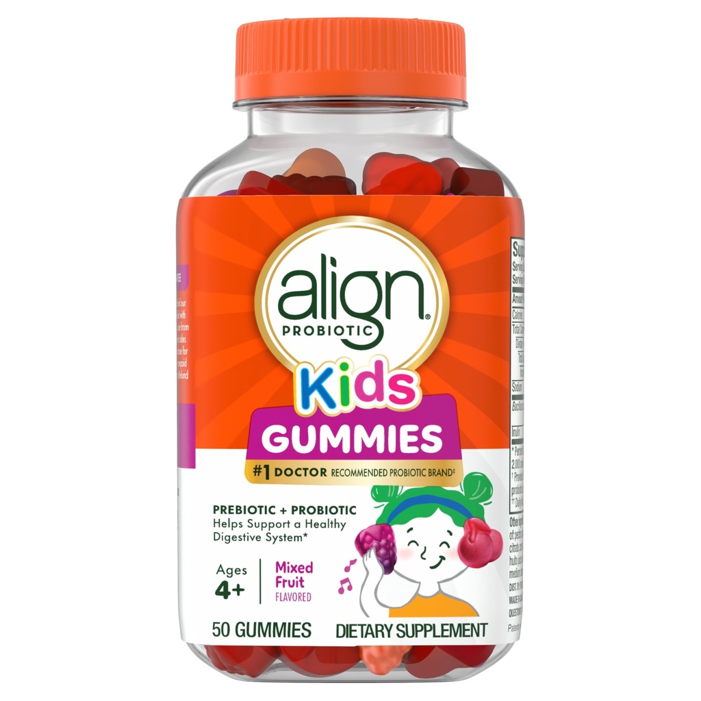 Probiotik Align, Kimies, Prebiotic + Probiotic membantu mendukung sistem pencernaan yang sehat *, # 1 Doctor Rekomendaded Probiotic Brand, 50 Gumies Packaging mungkin bervariasi