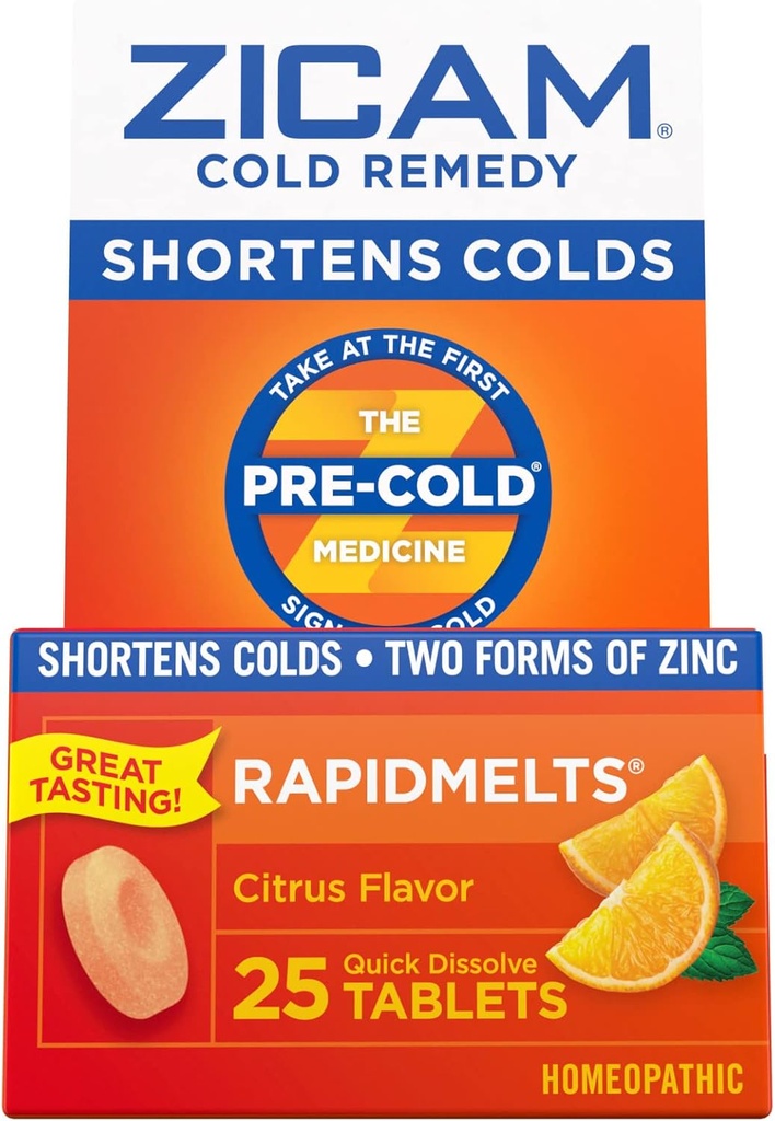 Zicam Cold Remedy Zinc Rapidmelts, Citrus Flavor, 25 Count (Paket 2)